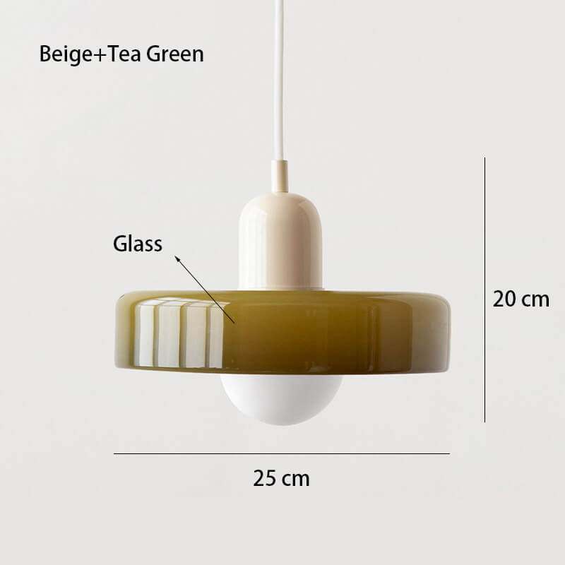 Nordic Glass Pendant Light in Candy Colors illuminating a minimalist interior space.