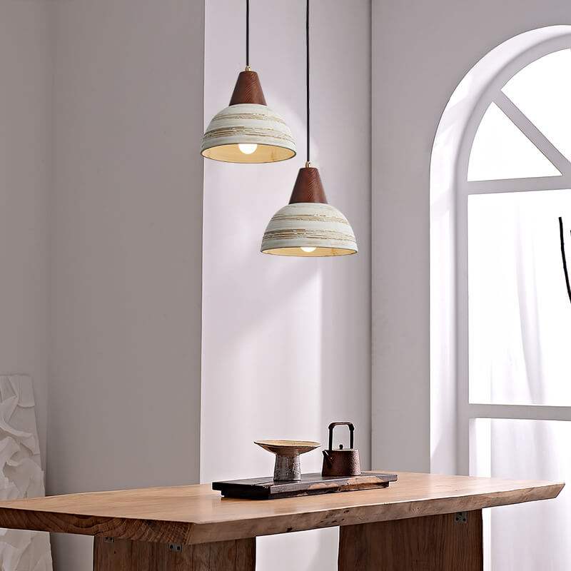 Nordic Wooden Ceramic Pendant Lights - Vintage Fixtures - Handmade Ceramic Pendant Light
