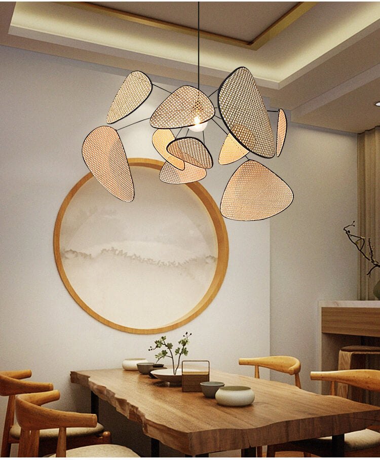 Custom - Rattan Art Screen Pendant Lamp - Rattan Chandelier