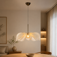 Rattan Flower Pendant Light - Wabi Sabi Petal Chandelier for Dining Room