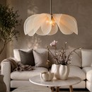Rattan Flower Pendant Light - Wabi Sabi Petal Chandelier for Dining Room