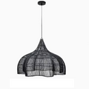 Farmhouse rattan light fixture with handwoven natural rattan shade