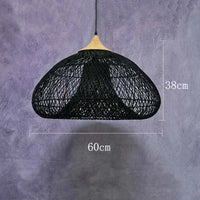 Black Southeast Asian Vintage Black Rattan Pendant Lights with Warm & Charming Winter Home Deco