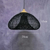 Southeast Asian vintage rattan pendant light, large black woven design, ideal for cozy home decor.