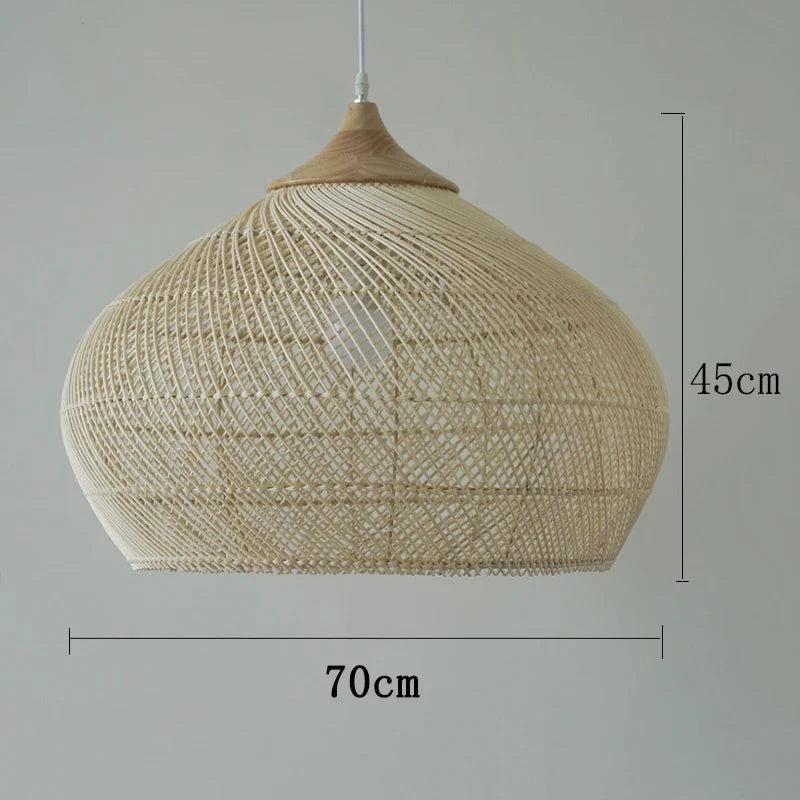 Southeast Asian Vintage Rattan Pendant Lights with Warm & Charming Winter Home Deco in Beige Color