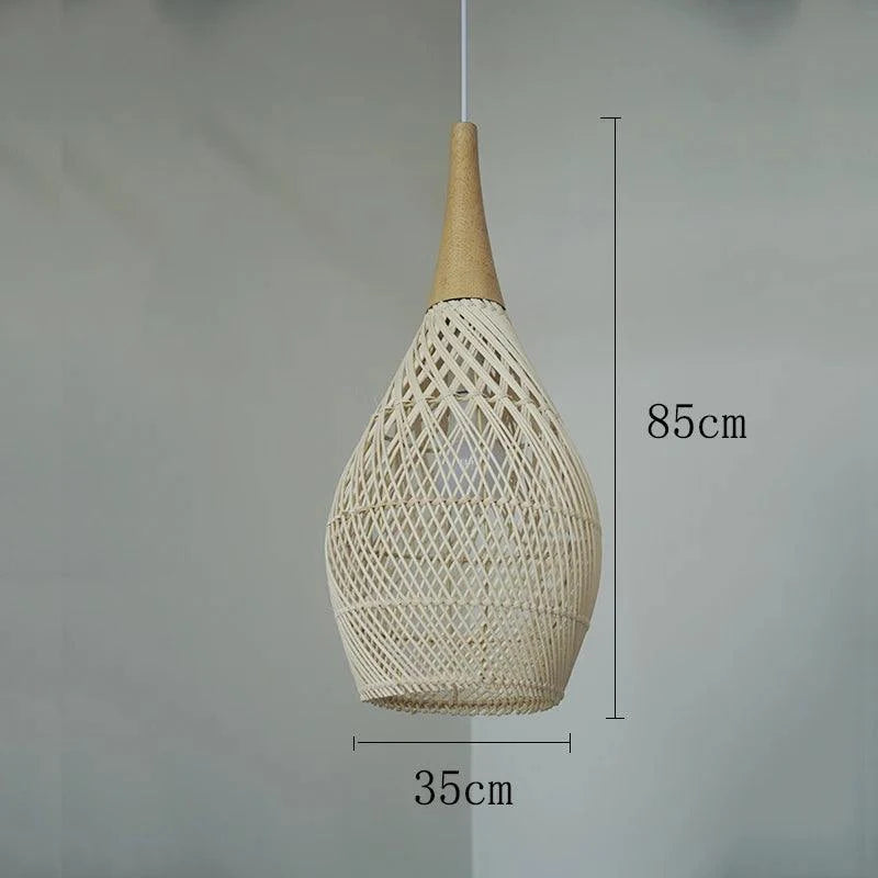 Southeast Asian Vintage Rattan Pendant Lights with Warm & Charming Winter Home Deco in Beige Color