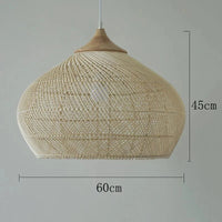 Southeast Asian Vintage Rattan Pendant Lights with Warm & Charming Winter Home Deco in Beige Color