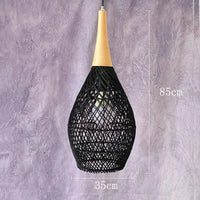 Black Southeast Asian Vintage Black Rattan Pendant Lights with Warm & Charming Winter Home Deco