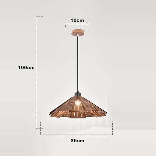 Straw Hat Shape Hanging Lamps - Retro Wooden Pendant Lights for Kitchen Island/Dining - Living Room