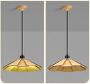 Straw hat hanging lights - Retro wooden lamp for kitchen island