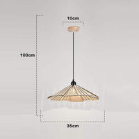 Straw hat hanging lights - Retro wooden lamp for kitchen island