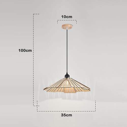 Straw hat hanging lights - Retro wooden lamp for kitchen island