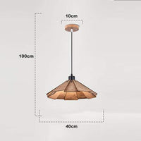 Straw hat hanging lights - Retro wooden lamp for kitchen island brown color