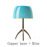 Blue Tripod Desk Lamp: Elegant Glass Lighting for Home Decor