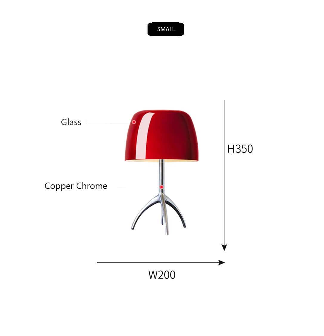 Italian desk lamp with glass shade on minimalist base, ideal for modern interiors.