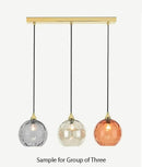 Glass cluster pendant light with multi colored glass globe shades