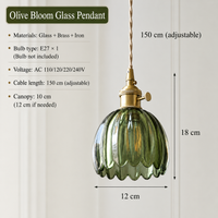 Vintage Olive Emerald Green Chandelier LED - Minimalist Pendant Light