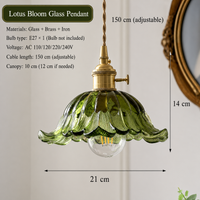 Vintage Olive Emerald Green Chandelier LED - Minimalist Pendant Light