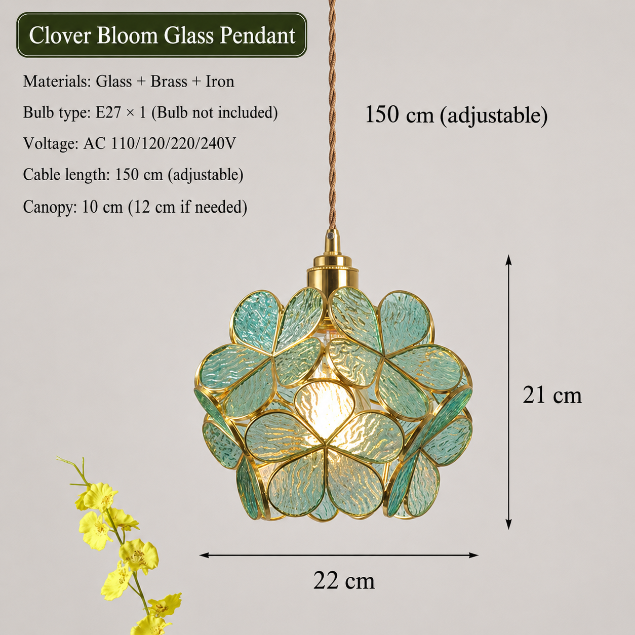 Vintage Olive Emerald Green Chandelier LED - Minimalist Pendant Light