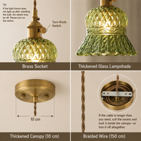 Vintage Olive Emerald Green Chandelier LED - Minimalist Pendant Light