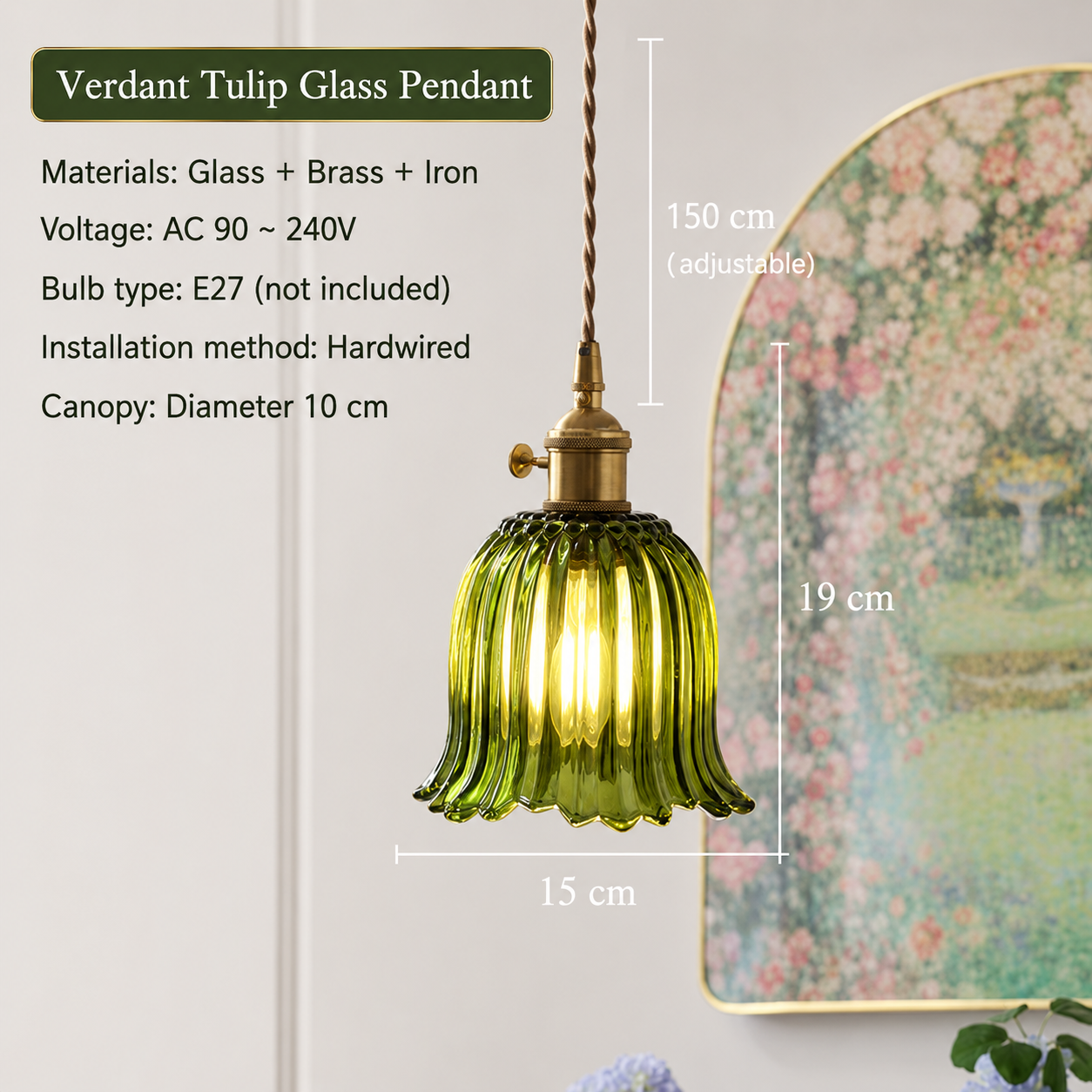 Vintage Olive Emerald Green Chandelier LED - Minimalist Pendant Light