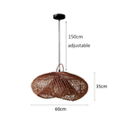Vintage rattan hanging lights in a cozy, rustic interior setting.