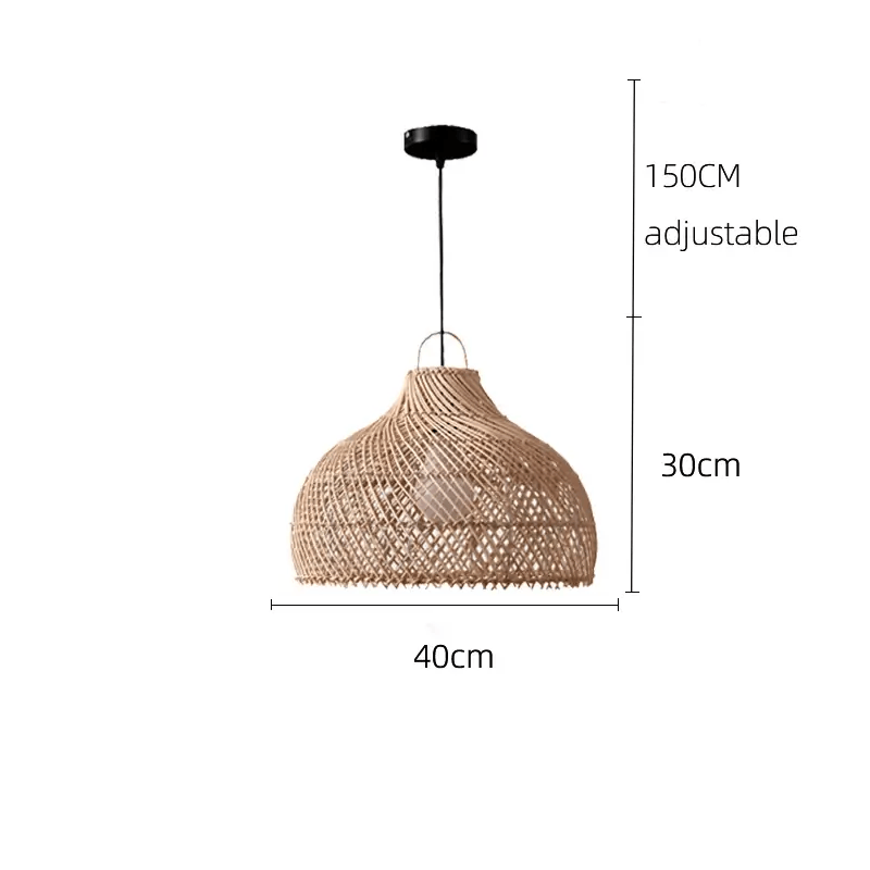 Vintage rattan hanging lights in a cozy, rustic interior setting.