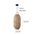 Vintage rattan hanging lights in a cozy, rustic interior setting.