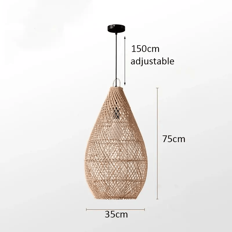 Vintage rattan hanging lights in a cozy, rustic interior setting.