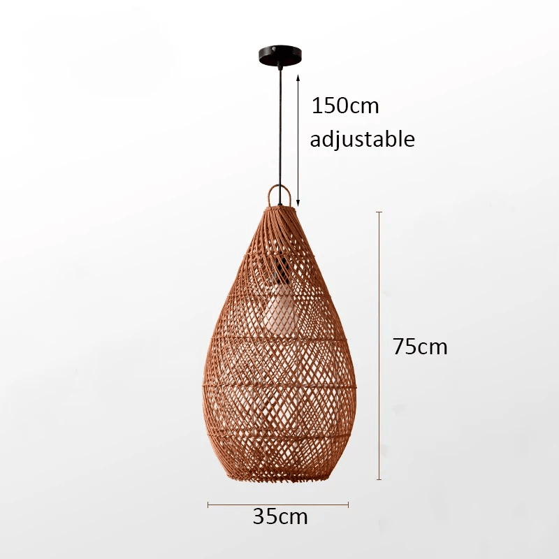Vintage rattan hanging lights in a cozy, rustic interior setting.