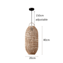 Vintage rattan hanging lights in a cozy, rustic interior setting.