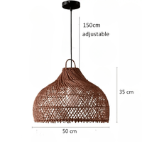 Vintage rattan hanging lights in a cozy, rustic interior setting.