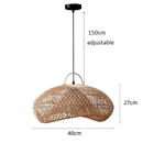 Vintage rattan hanging lights in a cozy, rustic interior setting.