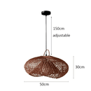 Vintage rattan hanging lights in a cozy, rustic interior setting.