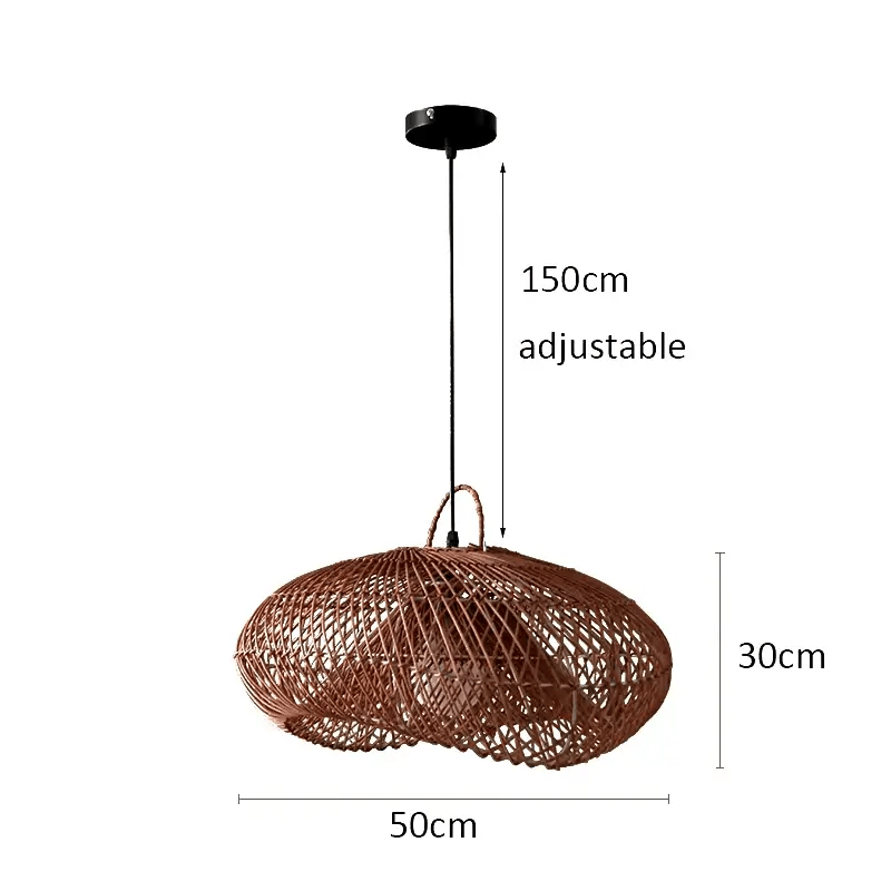 Vintage rattan hanging lights in a cozy, rustic interior setting.
