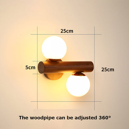 Modern Luxury: Wooden Wall Sconces - Walnut Wall Lamp with Glass Ball Accent| ArcLightsDesign