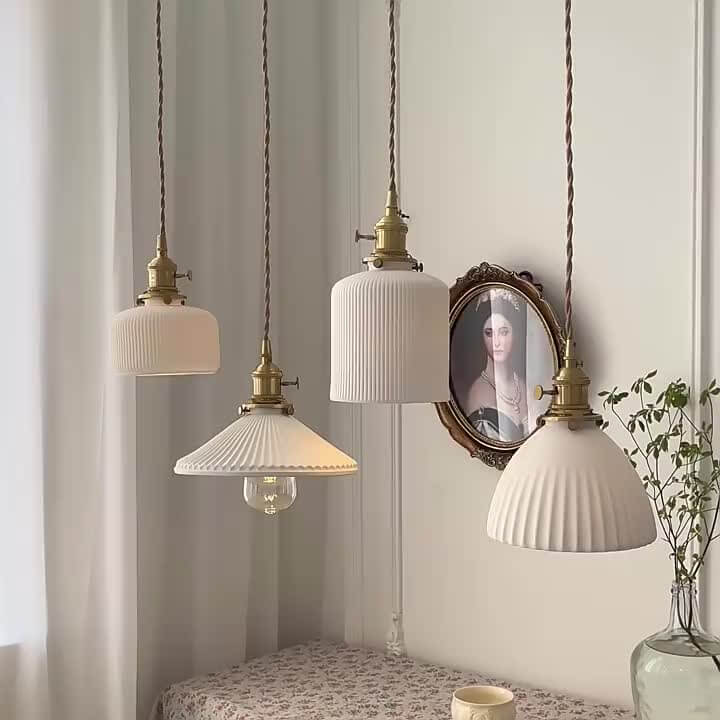 Nordic Charm: Ceramic Pendant Lamp - White Brass Fixtures for Every Space| ArcLightsDesign