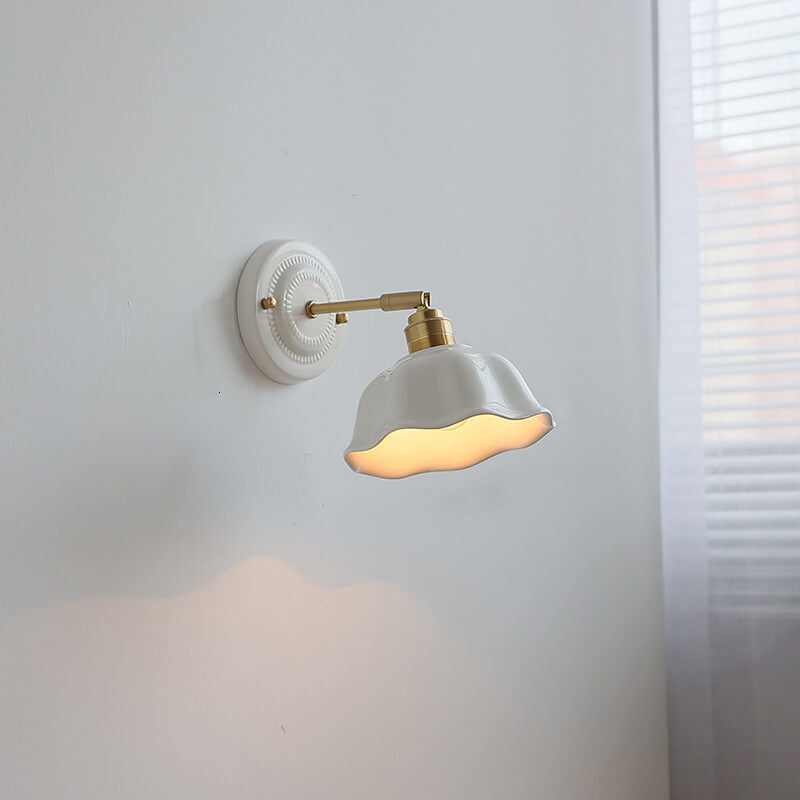 White Ceramic Wall Lamp with Switch and Plugs option - New Modern Ceramic Lampshade