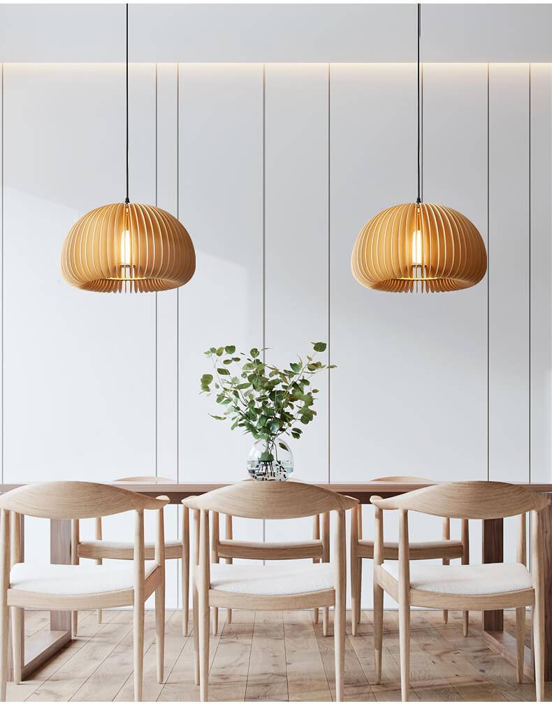 Illuminate with Elegance: Wood Birdcage Pendant Light Collection