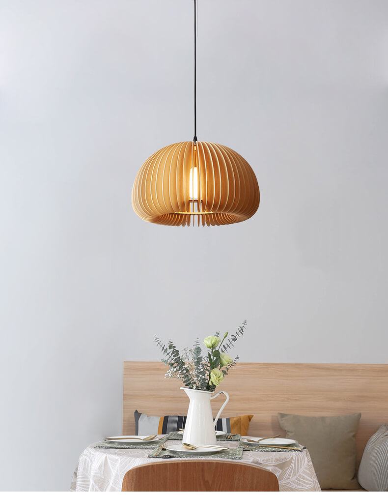 Wood birdcage Pendant Light - Japanese Style Retro Wooden Lamp