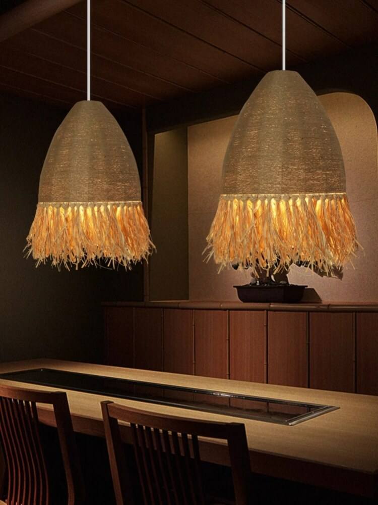 Retro Woven Wabi Sabi Rattan Pendant Light - Hemp Rope Chandelier