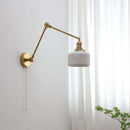 Swing Arm Wall Lamp Ceramic Lampshade with Copper Arm Elegance