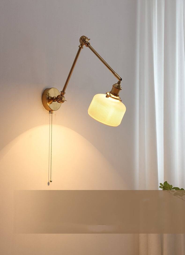 Ceramic Swing Arm Wall Lamp with Copper Arm Elegance