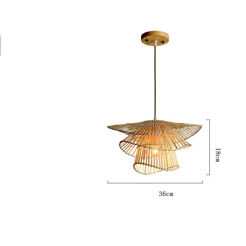 3 Tier Light Fixture - Hand Knitted Bamboo Woven Chandelier - Rattan Light Shade Pendant arclightsdesign