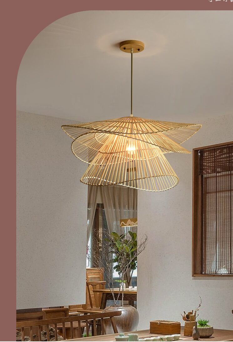 3 Tier Light Fixture - Hand Knitted Bamboo Woven Chandelier - Rattan Light Shade Pendant arclightsdesign