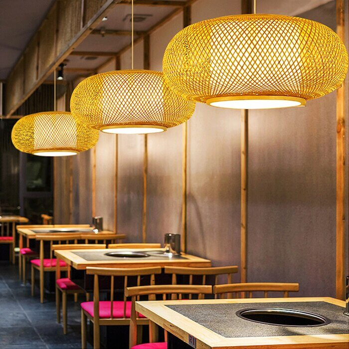 Bamboo Light Fixtures Japanese Style- Dome Bamboo Lampshade - Vine Lampshade