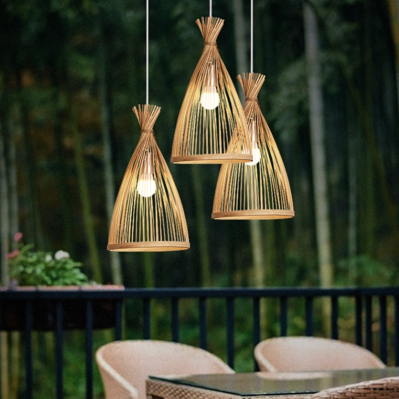 Bamboo Pendant Lights - Rattan Hand Made Suspension Lamp - Bamboo Chandeliers