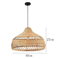 Beige/ Black Natural Wicker Hanging Pendant Lamp - Bamboo Hanging Light - Handmade Lampshade arclightsdesign