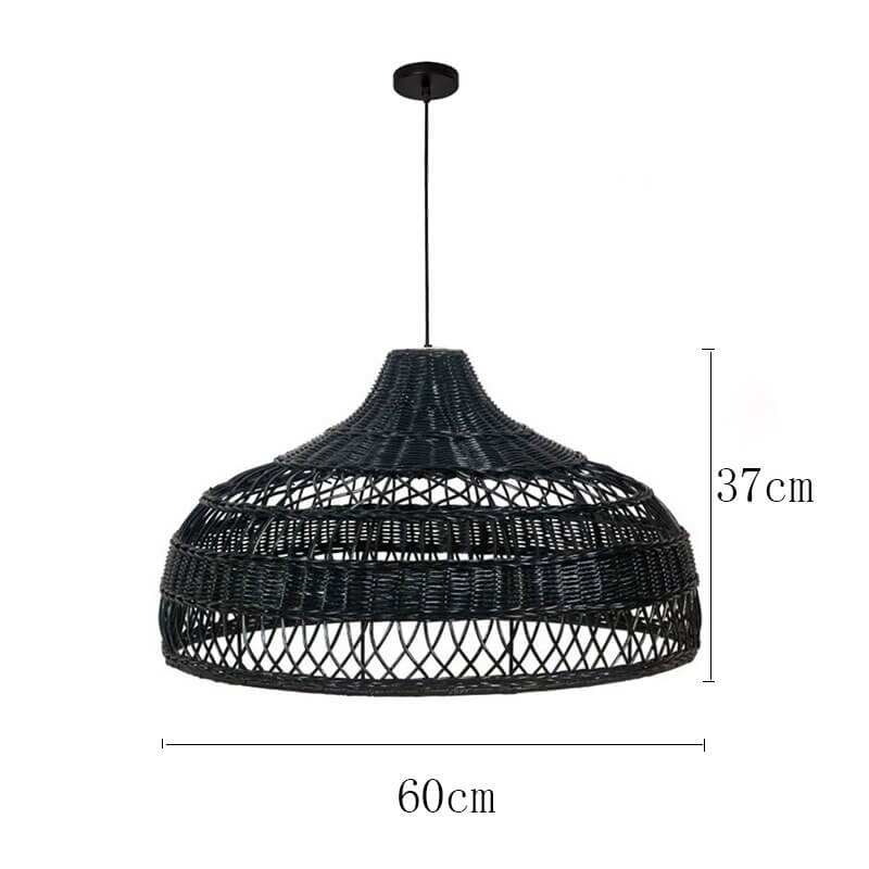 Beige/ Black Natural Wicker Hanging Pendant Lamp - Bamboo Hanging Light - Handmade Lampshade arclightsdesign