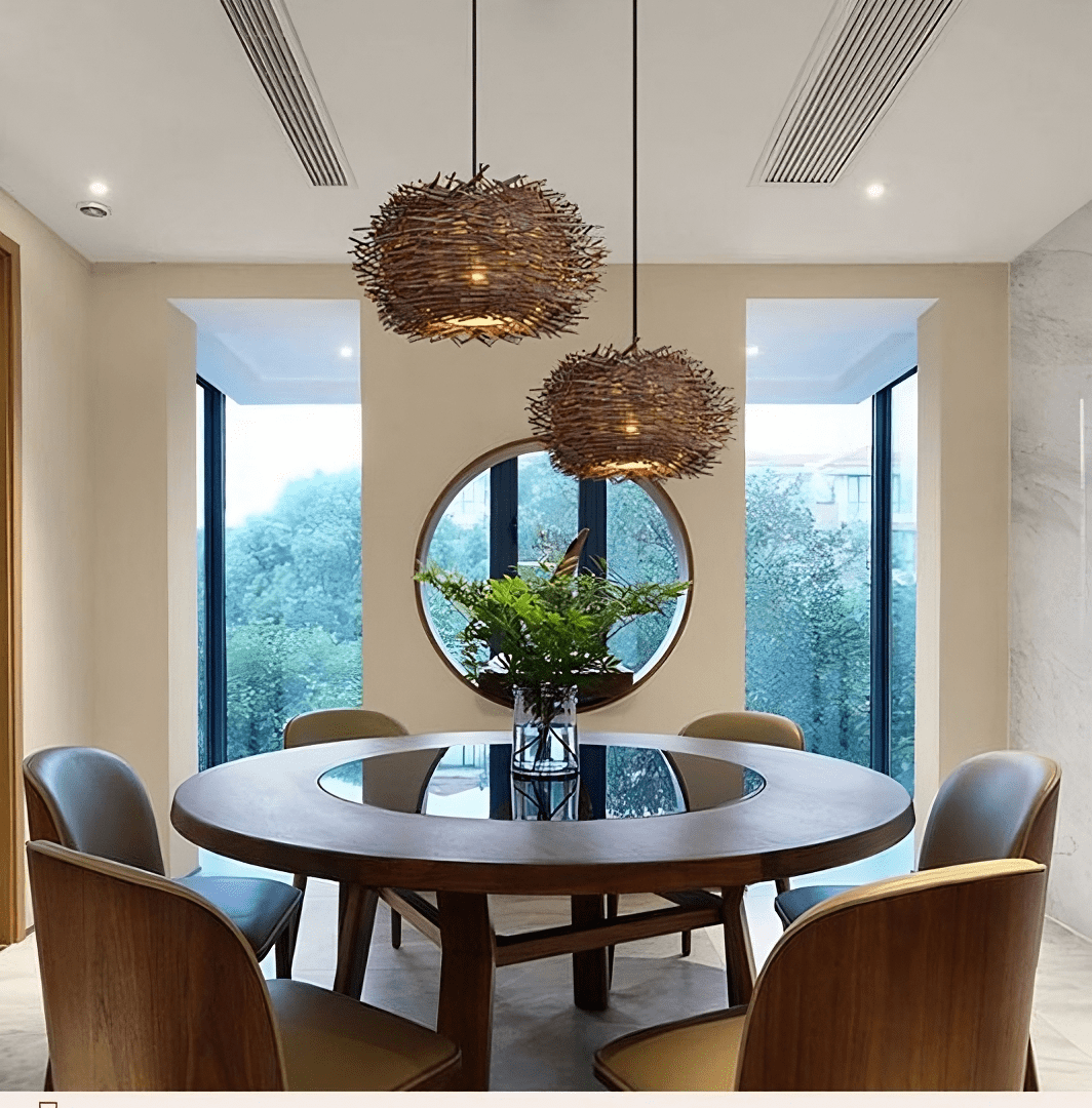 Bird Nest Pendant Wood Lamp Unique Hanging Light Wood Cage Pendant Light Handmade Light